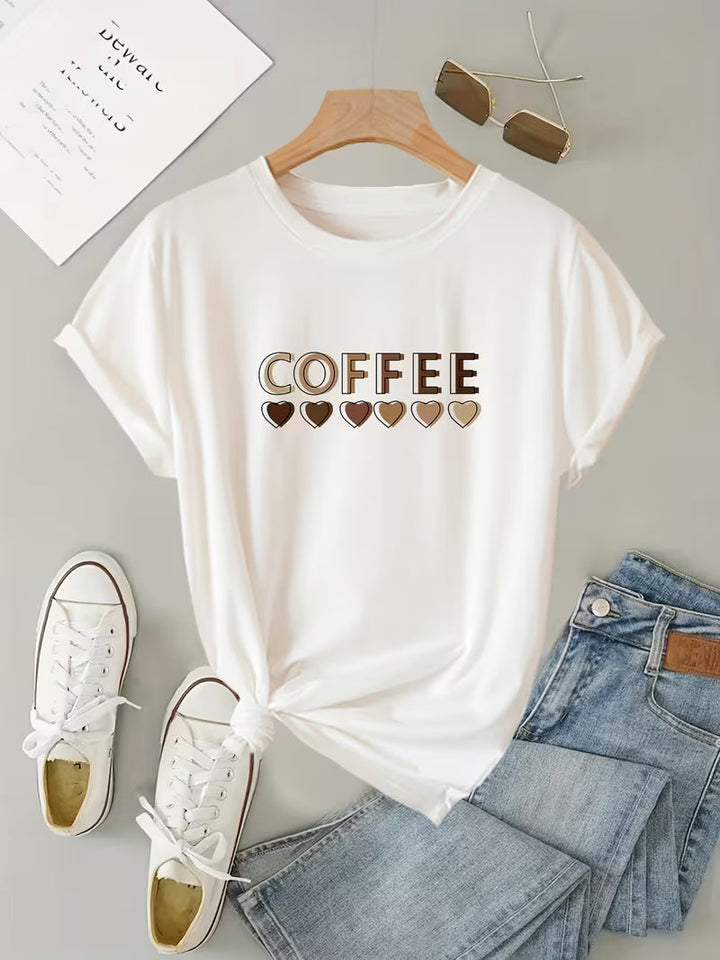 Sarai - T-Shirt mit Kaffee-Herz-Print