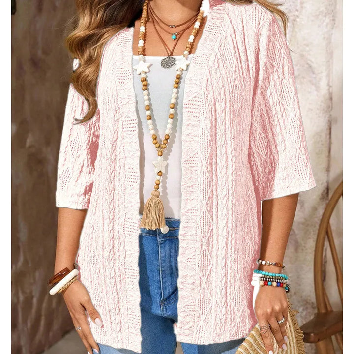 Delienne - Soft-Touch Pointelle-Strickjacke
