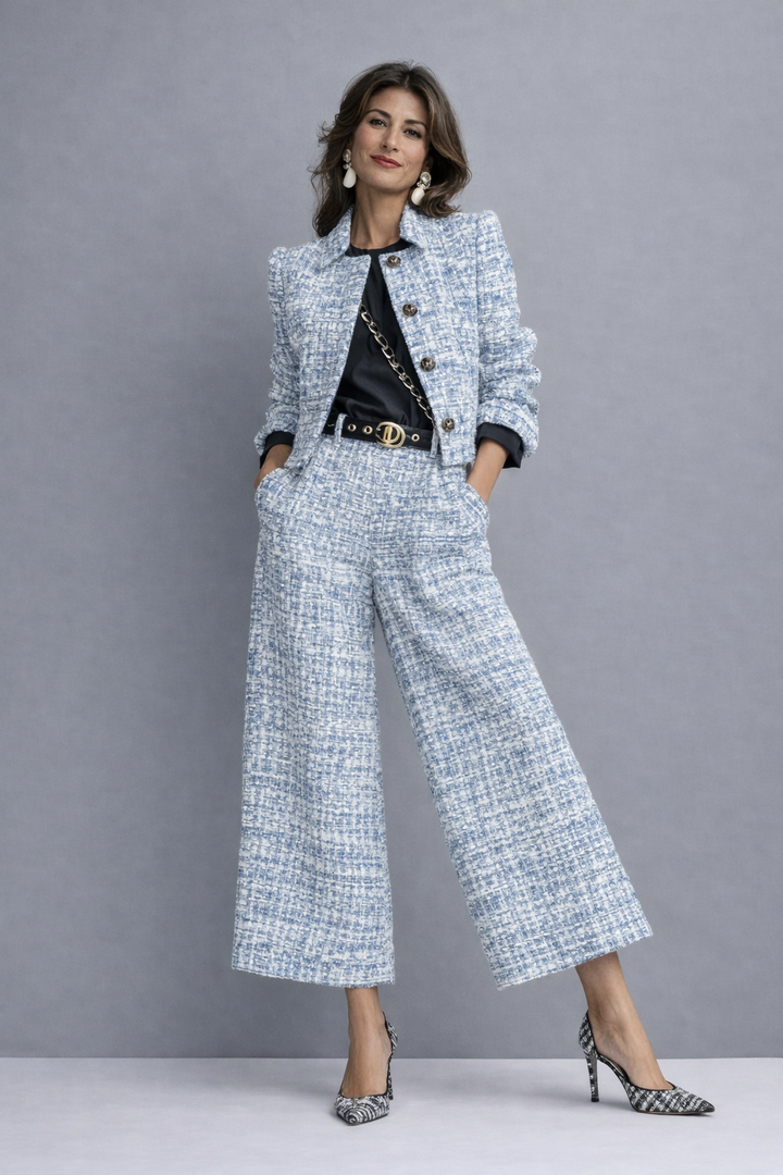 Norabel - Set aus strukturierter Kurzjacke und weiter Hose