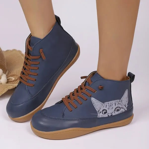 Zorelle - Komfortable Stiefeletten mit Katzenmotiv