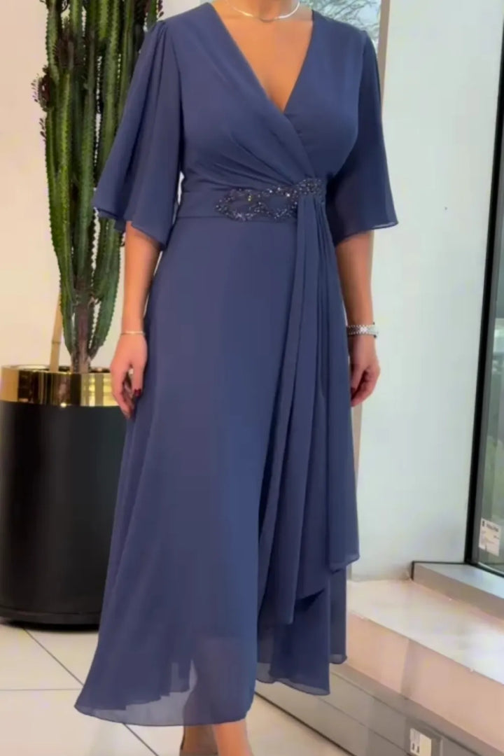 Celinette - Chiffon-Maxikleid mit Kristallbund
