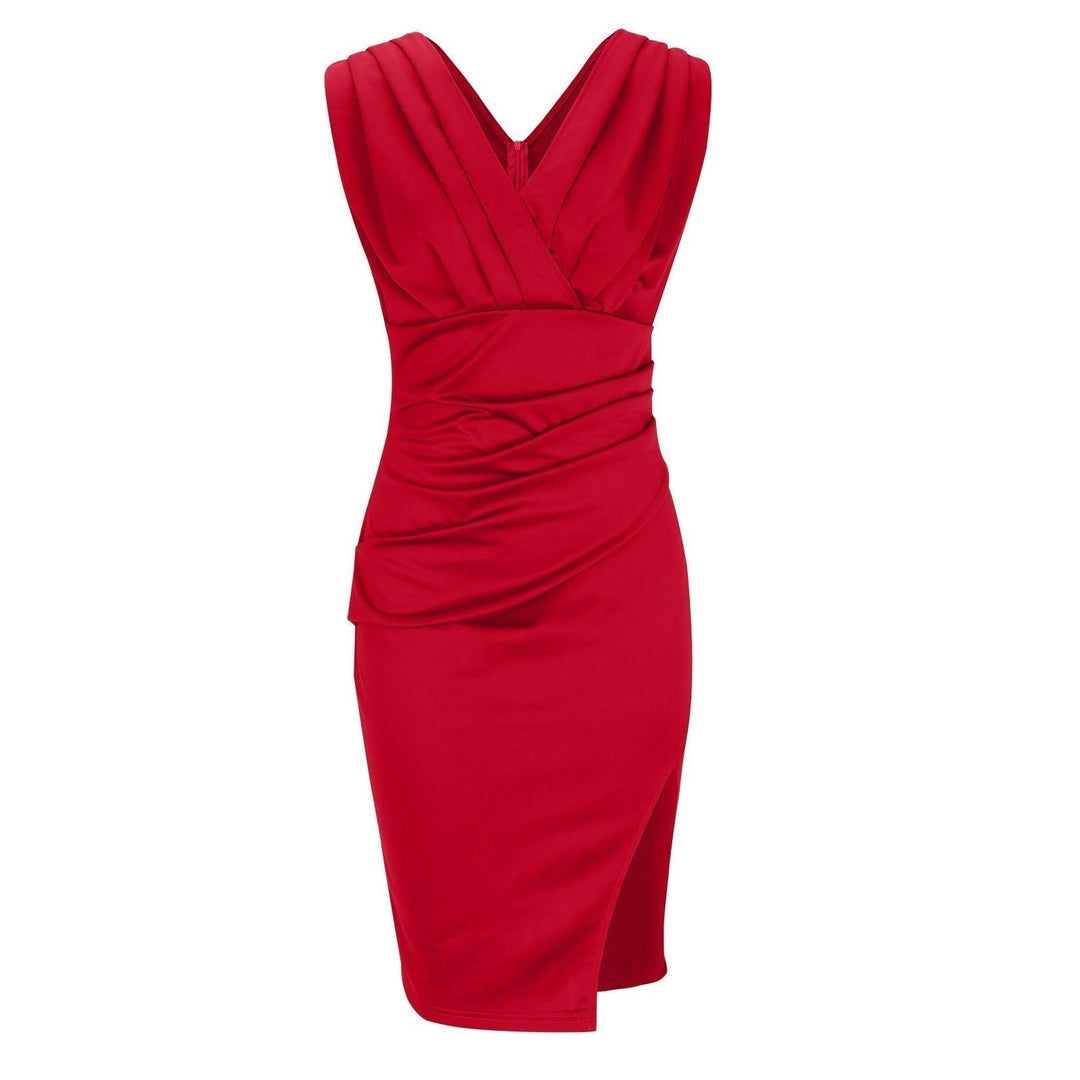 Arielle - figurformendes Kleid mit V-Ausschnitt und Schlitz