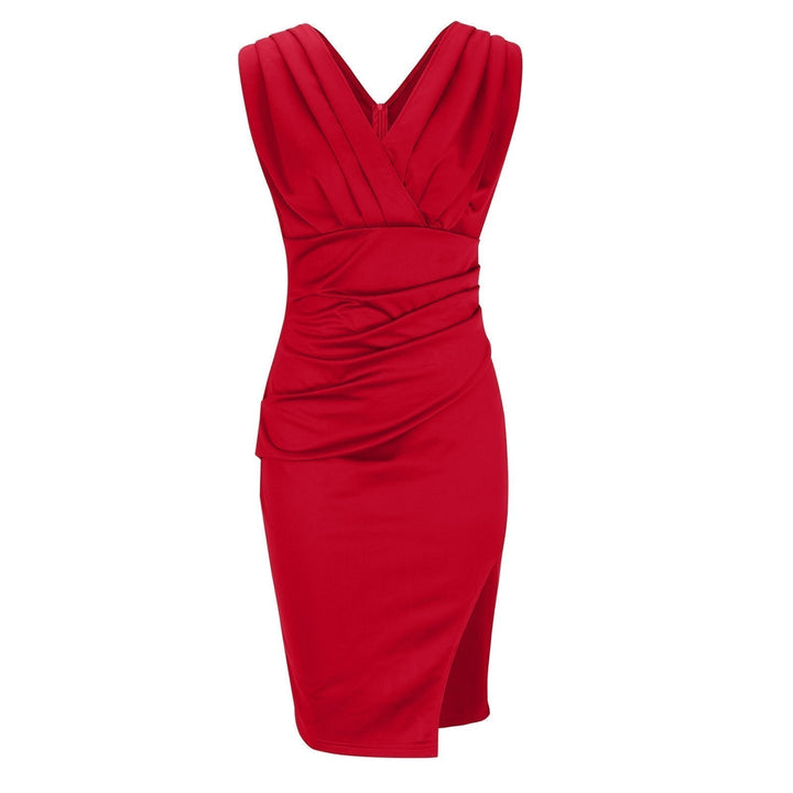 Arielle - figurformendes Kleid mit V-Ausschnitt und Schlitz