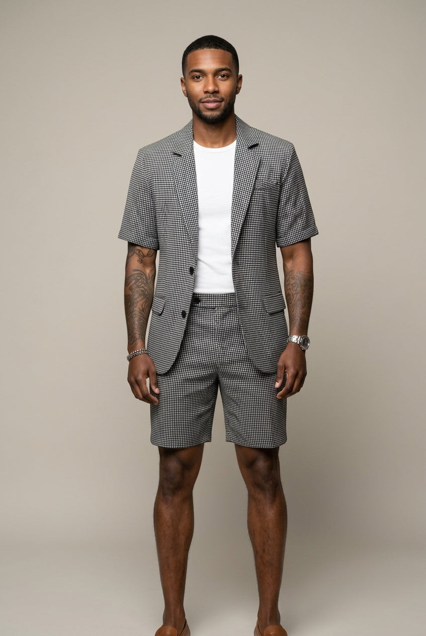 Rufus - Massgeschneidertes kariertes Blazer-und-Shorts-Set