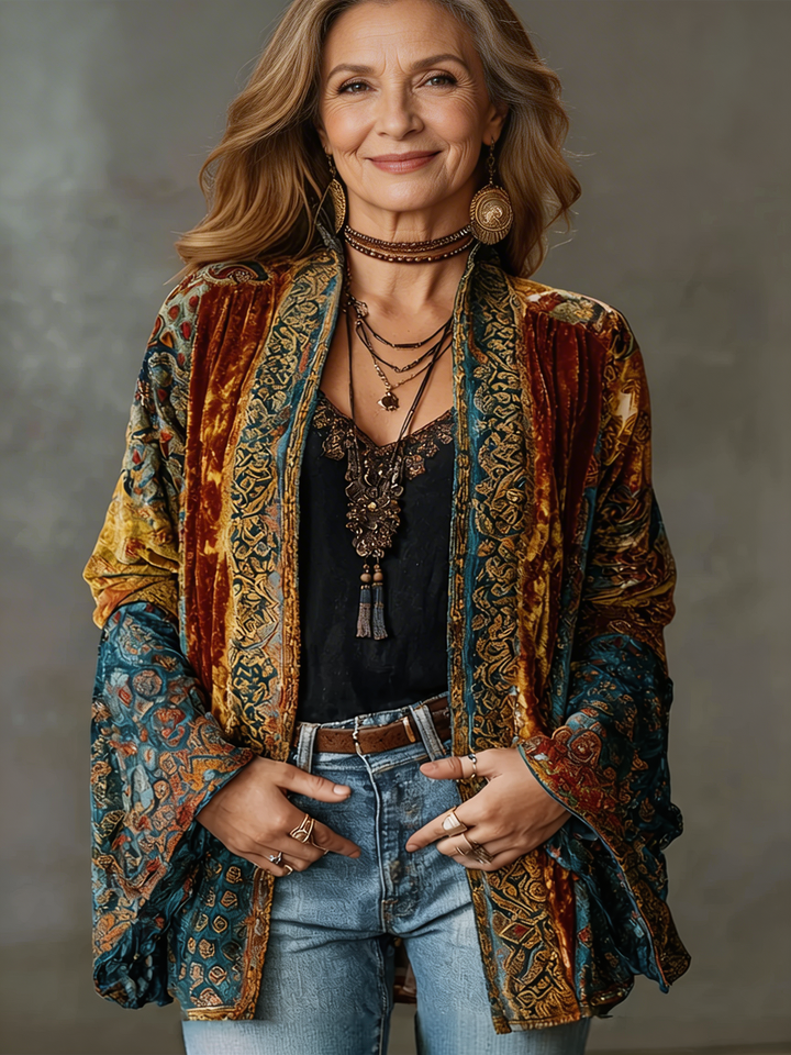 Eudocia - Kimono-Cardigan mit Boho-Stickerei