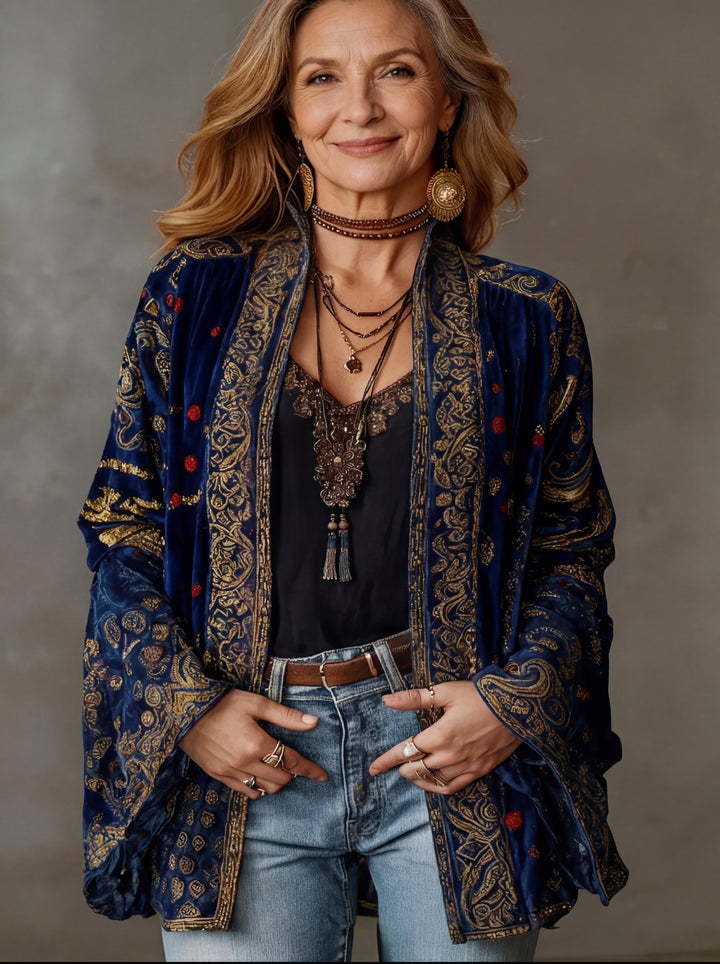 Eudocia - Kimono-Cardigan mit Boho-Stickerei