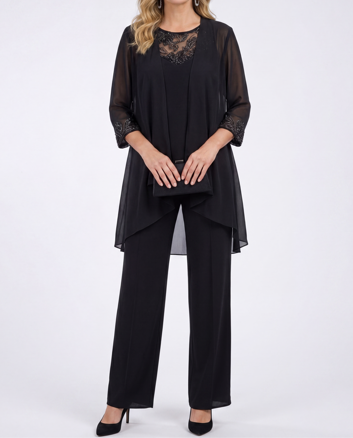Aeliana - Elegantes dreiteiliges Set mit Blazer und Wide-Leg-Hose