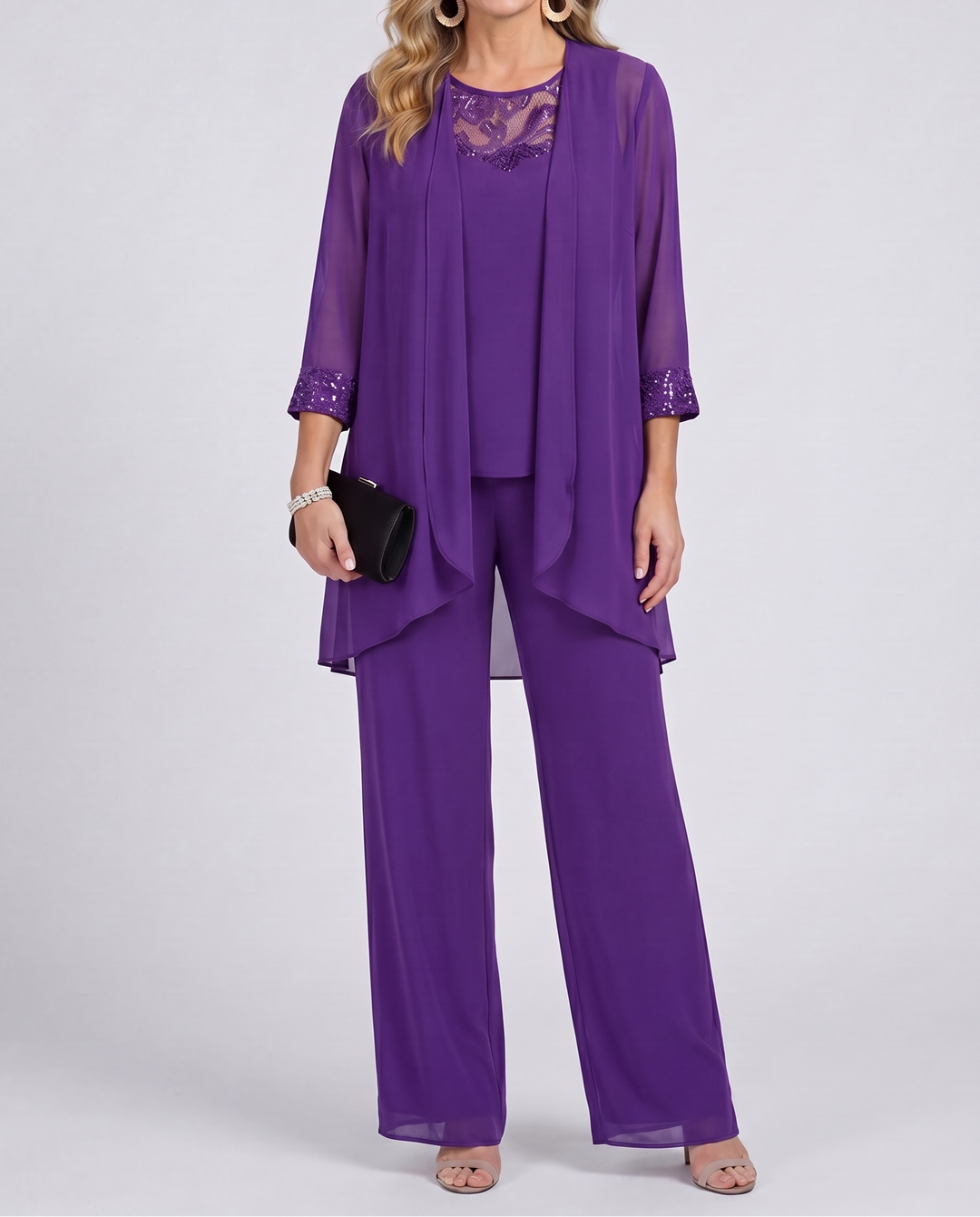 Aeliana - Elegantes dreiteiliges Set mit Blazer und Wide-Leg-Hose