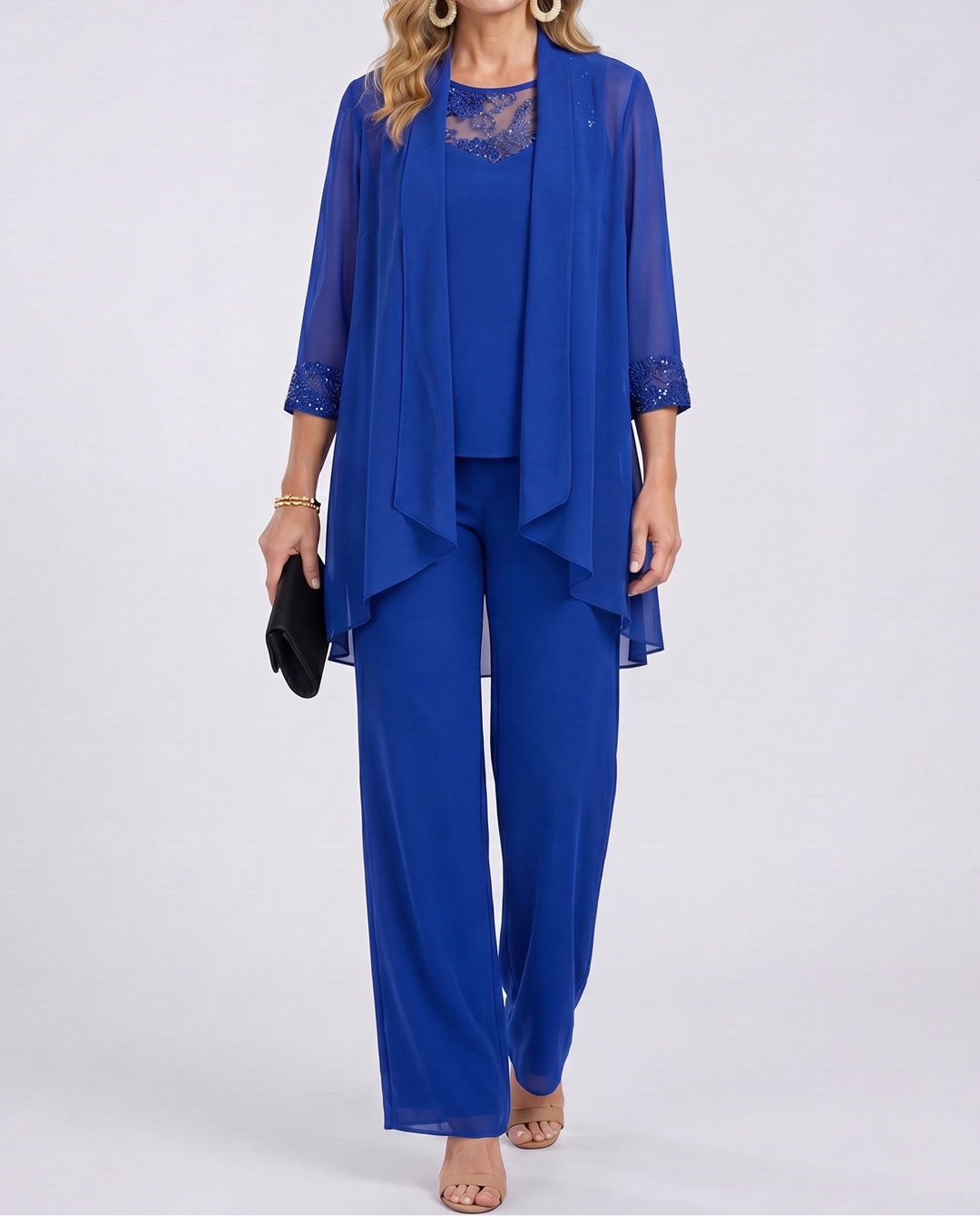 Aeliana - Elegantes dreiteiliges Set mit Blazer und Wide-Leg-Hose