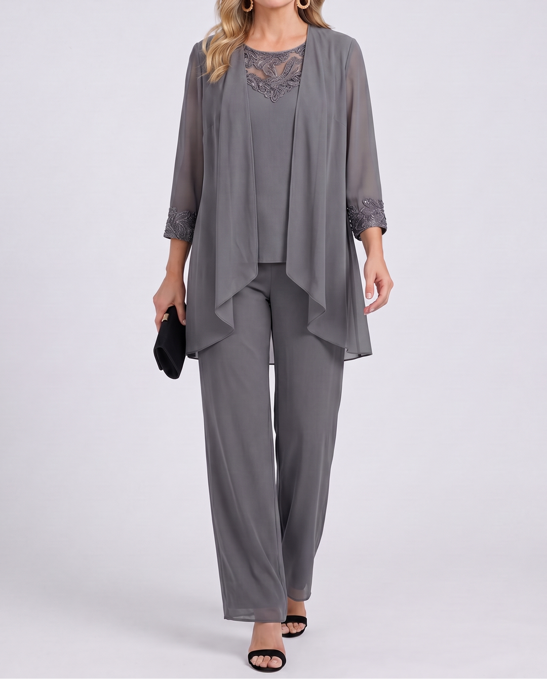 Aeliana - Elegantes dreiteiliges Set mit Blazer und Wide-Leg-Hose