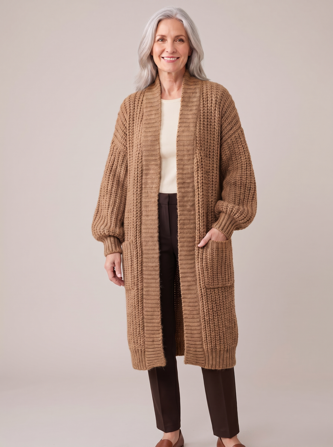 Rosalienne - Weicher Cardigan mit langen Ärmeln