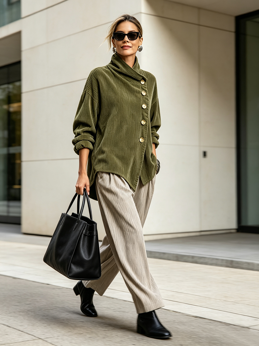 Blair - Strukturiertes hochgeschlossenes asymmetrisch geschnittenes Sweatshirt