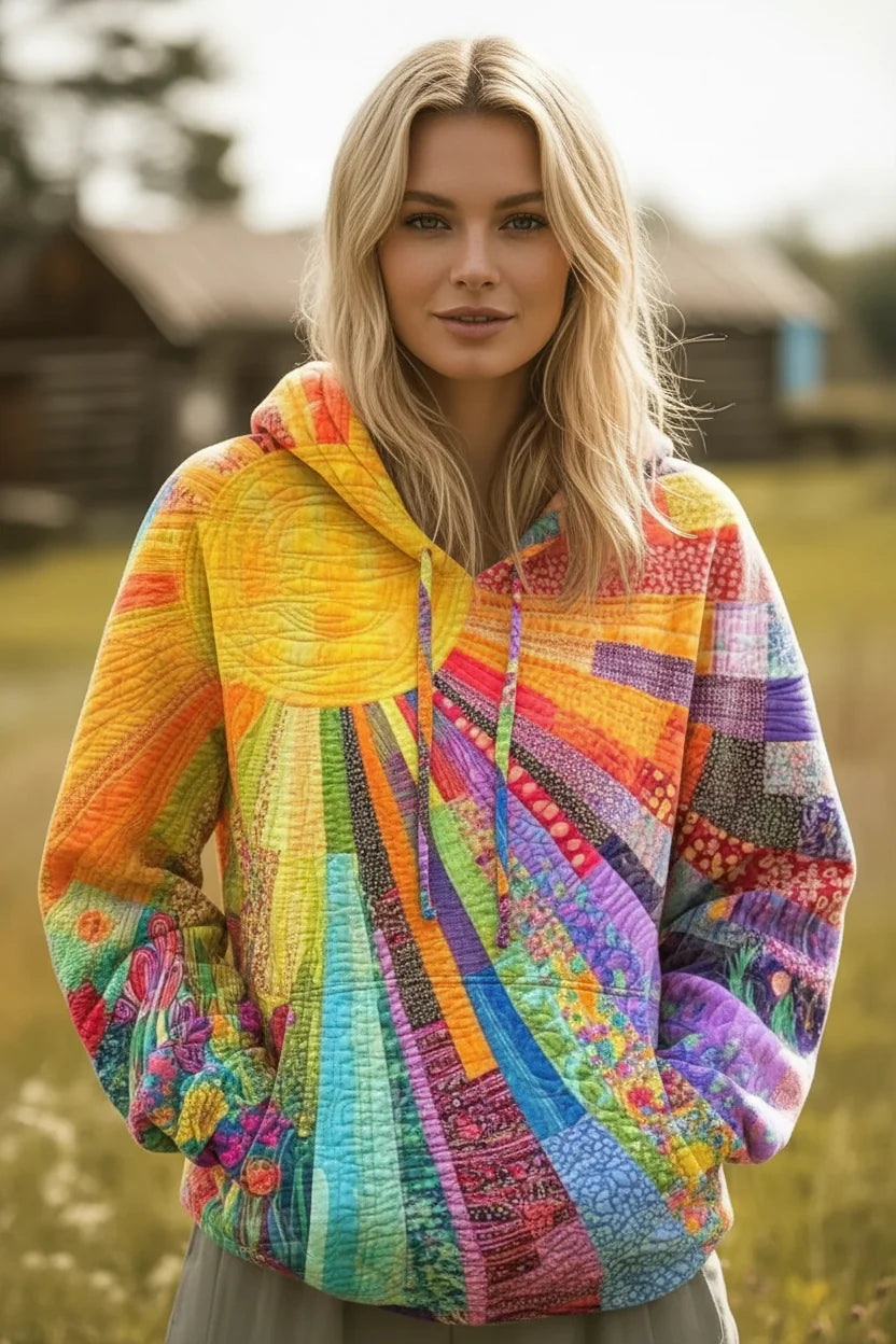 Jessanova - Weicher Patchwork-Kapuzenpullover