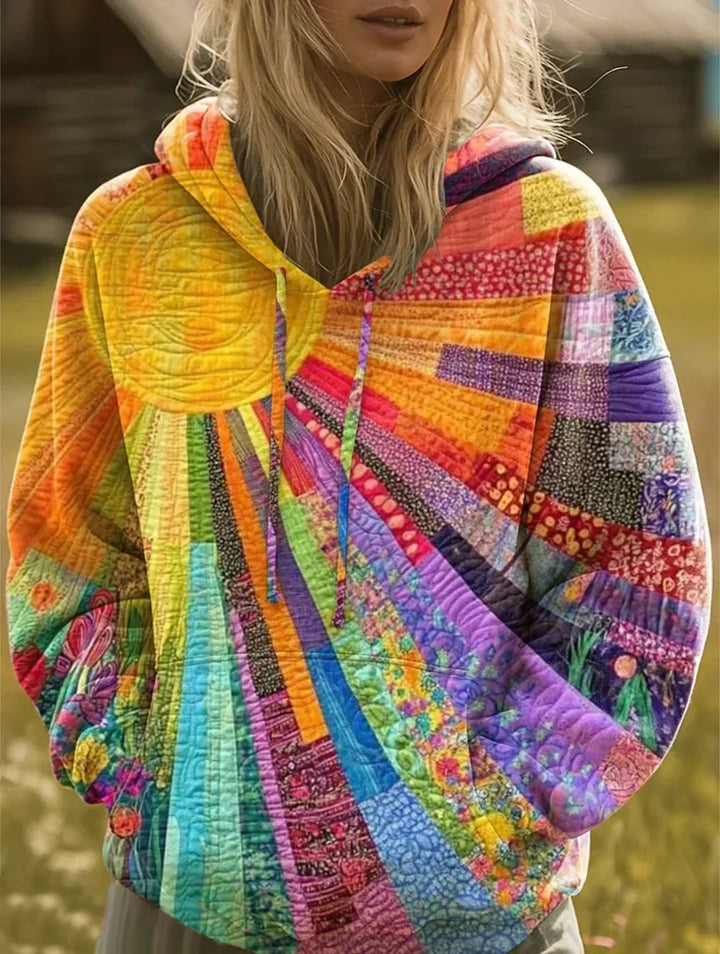Jessanova - Weicher Patchwork-Kapuzenpullover