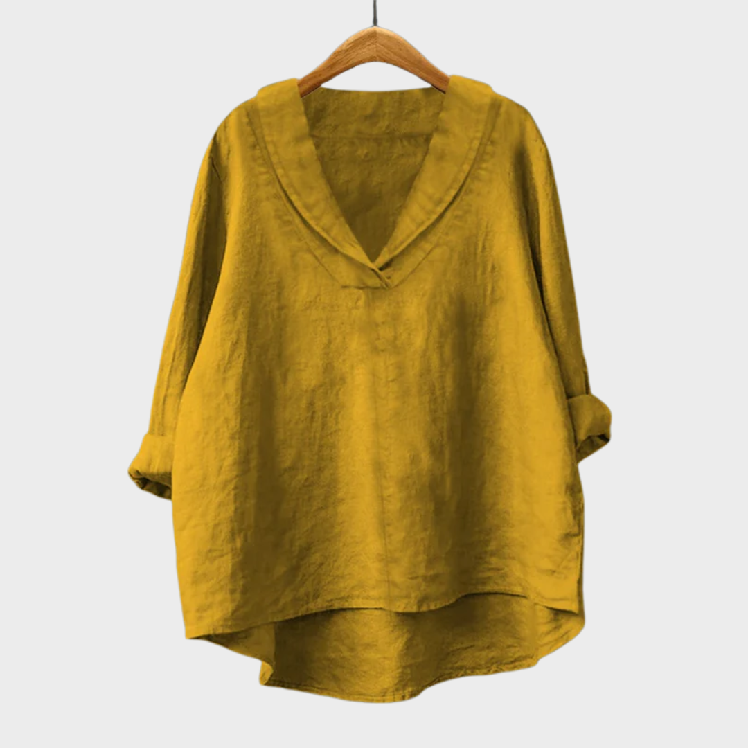 Bellissea - elegant drapierte V-Ausschnitt-Bluse
