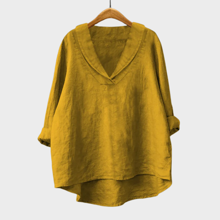 Bellissea - elegant drapierte V-Ausschnitt-Bluse