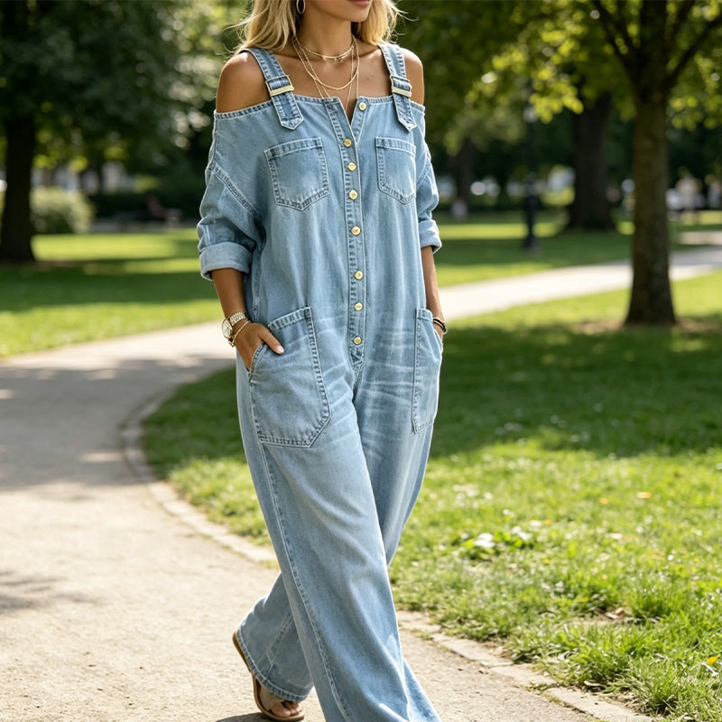 Neralyn - Gewaschener Denim-Overall mit Taschen