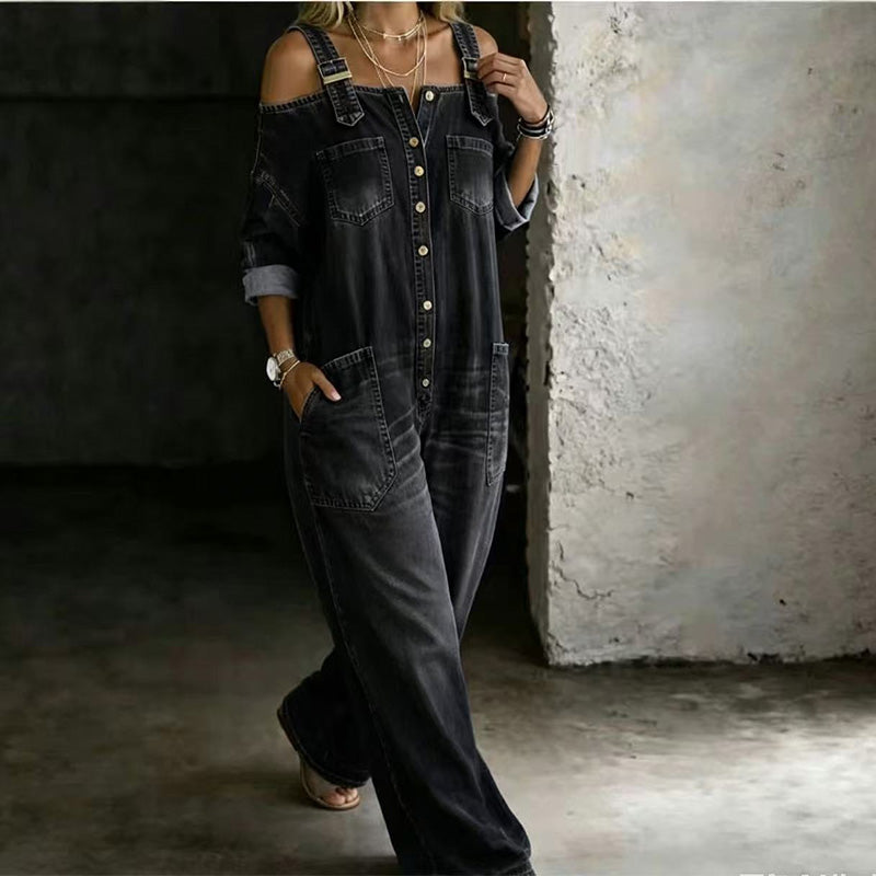 Neralyn - Gewaschener Denim-Overall mit Taschen