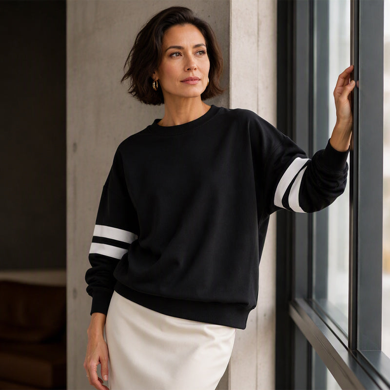 Anwynna - Sportliches Sweatshirt mit Streifen an den Ärmeln