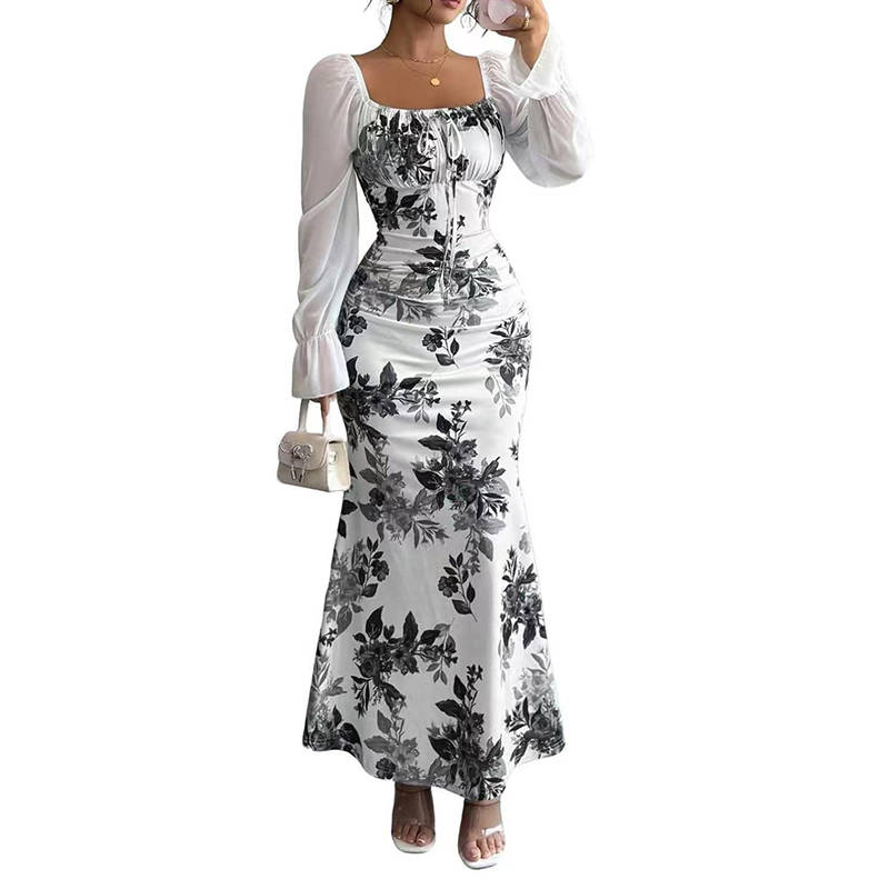 Noevalle - Floral gemustertes Meerjungfrau-Kleid mit weichem Griff