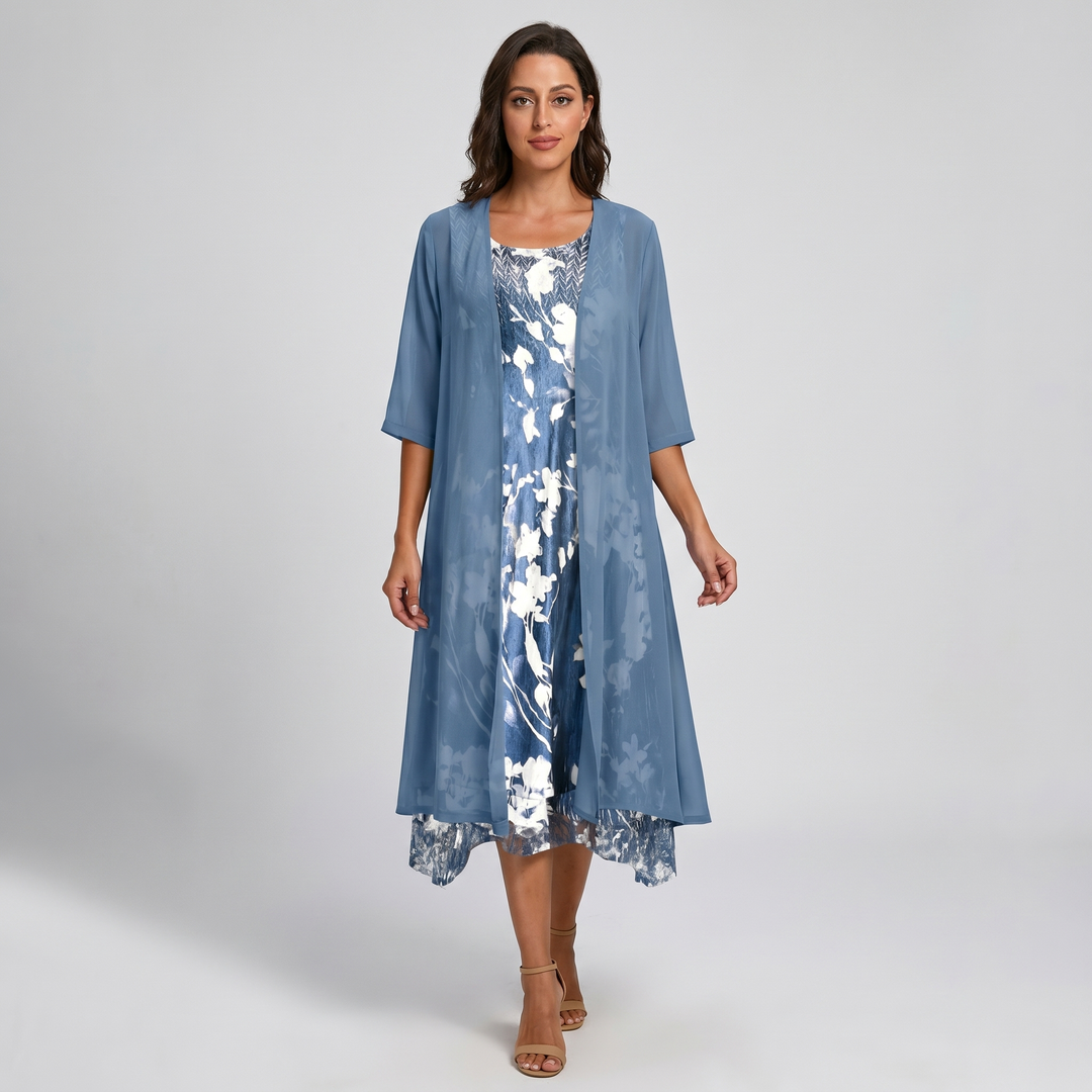 Delavelle - Elegantes Midikleid-Set im Lagenlook