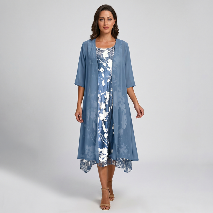 Delavelle - Elegantes Midikleid-Set im Lagenlook