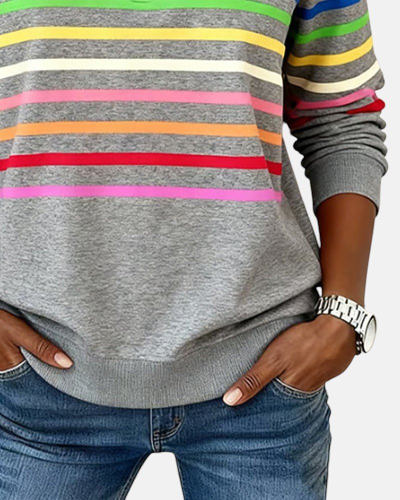 Corinelle - Gestreiftes Half-Zip-Sweatshirt mit weichem Griff