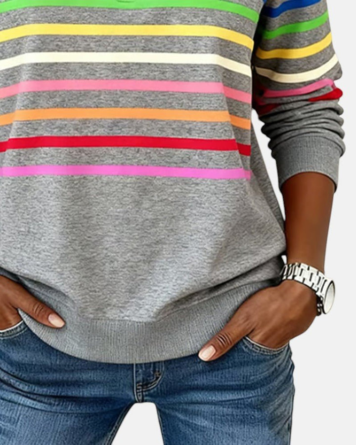 Corinelle - Gestreiftes Half-Zip-Sweatshirt mit weichem Griff